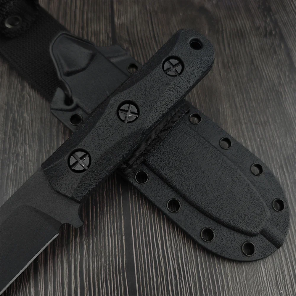 New EK50 Straight Knife 8Cr13Mov Fixed Blade Black Nylon Fiber with Sheath Outdoor Military Tactical Knives EDC Hunting Tool