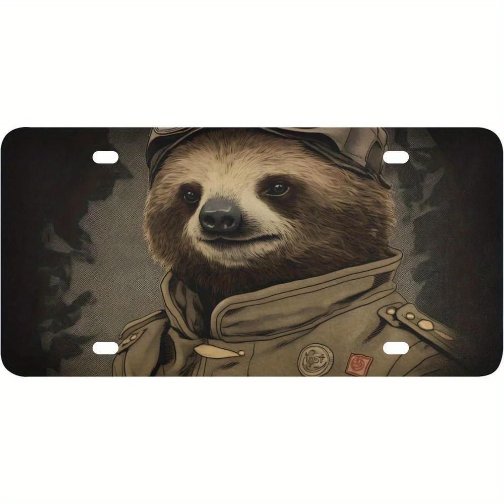 1pc Vintage Soldier Metal License Plate - Heavy-Duty Aluminum Frame with Soldier Design, Pre-Drilled Holes, Waterproof & Scratch
