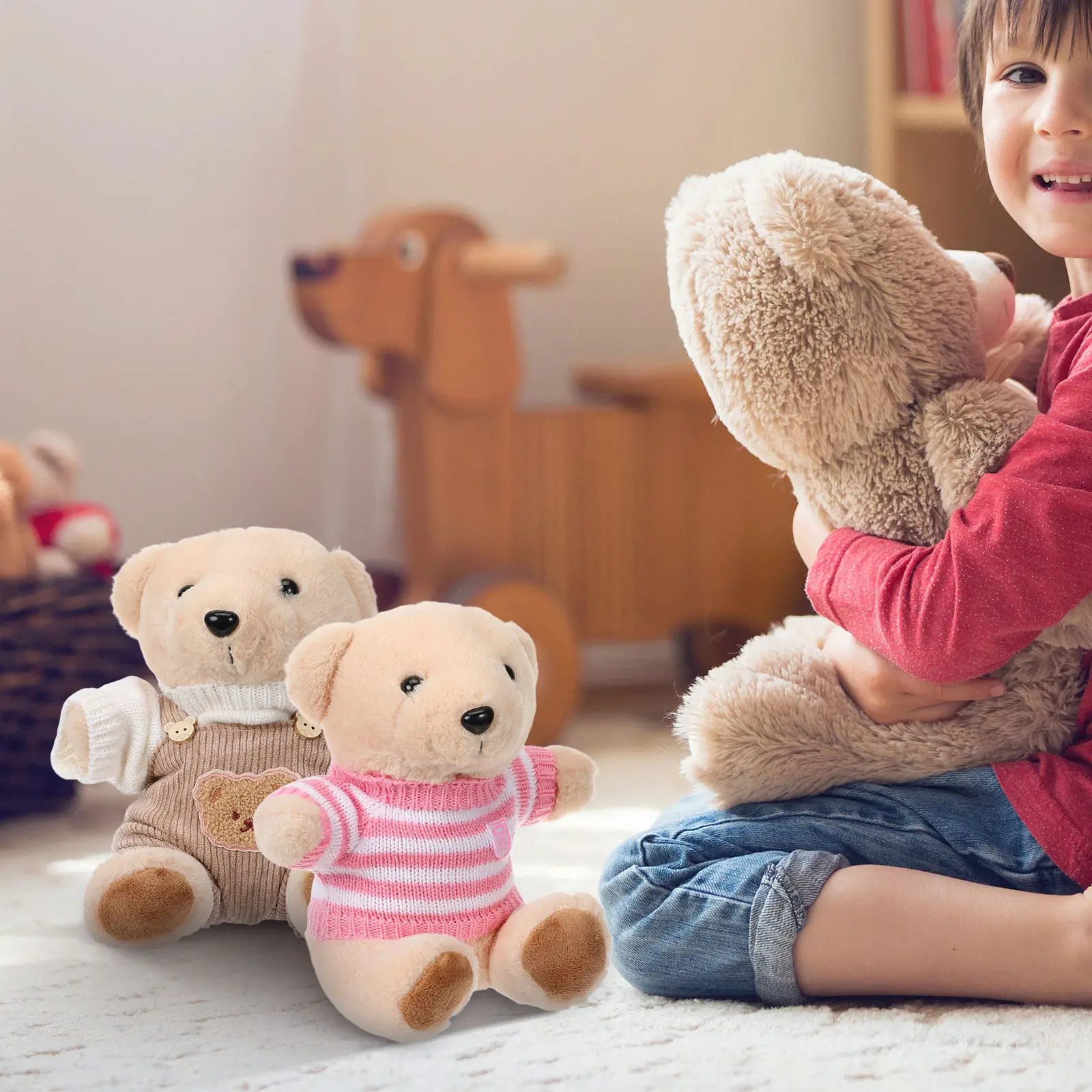 

2 комплекта милой одежды для животных, 2 комплекта мягких удобных нарядов для 30-сантиметровых плюшевых медведей, для игр и фотосессий, простой дизайн, для мягких игрушек