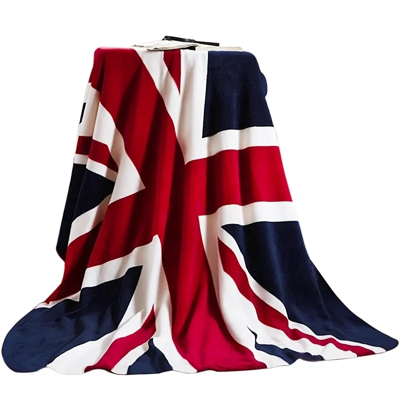 1pc Super Soft British Flag Bed Blanket - Warm and Plush Fleece Throw for Couch, Sofa, Car, and Travel - Machine Washable