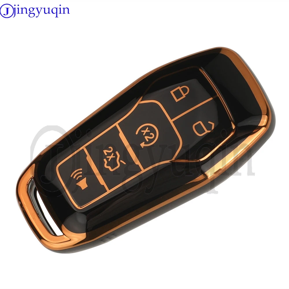 Jingyuqin TPU รีโมทกุญแจรถ Fob สําหรับ Ford Fusion Mondeo Mustang F-150 Explorer Edge 2015 2016 2017 2018 Accessorie