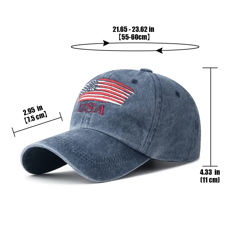 New Washed Cotton Old Embroidered USA Letter Cap Outdoor Men and Women Sun Visor Baseball Cap