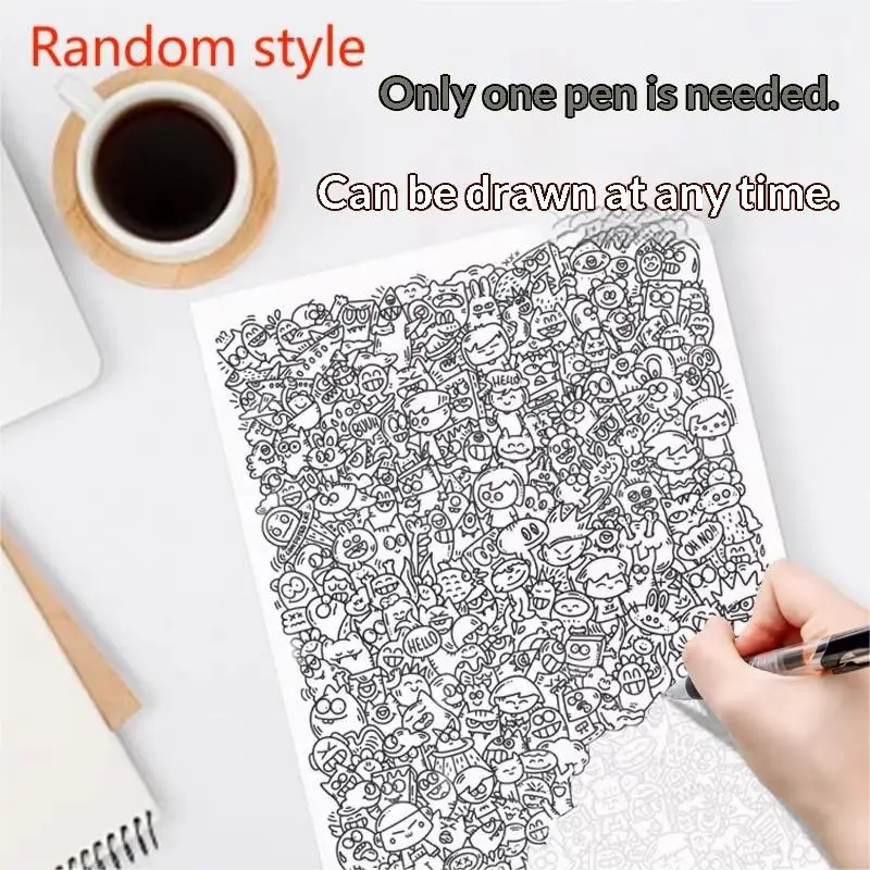 Decompression And Copying Sketch Book Containing Rich Funny Elements Unique Patterns Good Way To Pass The Time
