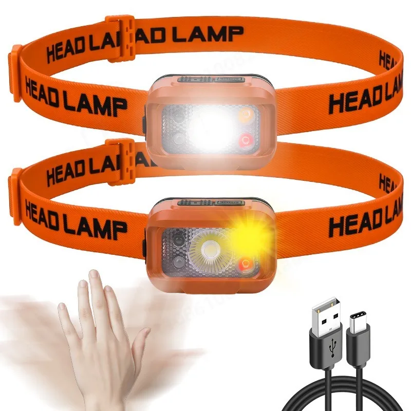 Lightweight Induction LED Headlamp Long‑Lasting Battery Head‑Mounted Light for Outdoor Night Fishing Running