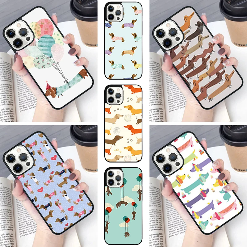 Cartoon Dachshund Sausage Dog Phone Case For iPhone SE2020 15 16 14 13 Pro Max 12 11 Pro Max 8 PLUS 7PLUS mini mobile cell