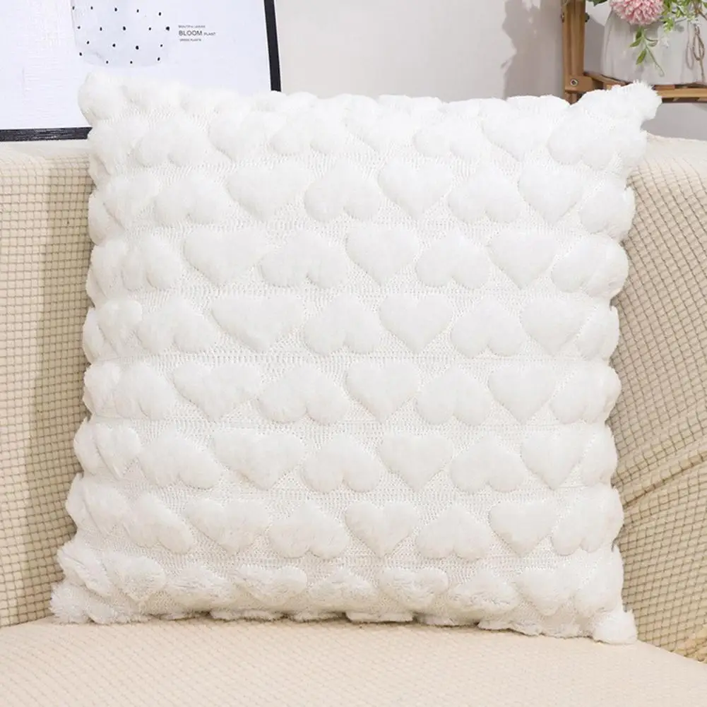 Heart Pattern Cushion Cover Soft Touch Pillow Cover 3d Heart Pattern Throw Pillowcase with Hidden Zipper for Bedroom for New