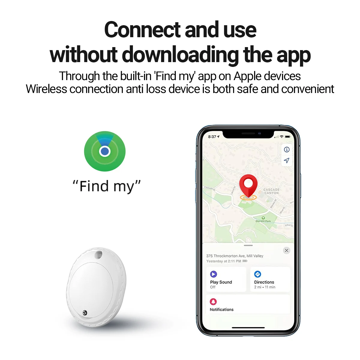 

NEW Mini Smart Tracker GPS - 100dB Loud Beep Dual Positioning Waterproof Apple Find My APP Tag (only iOS) Elderly Kids Pets