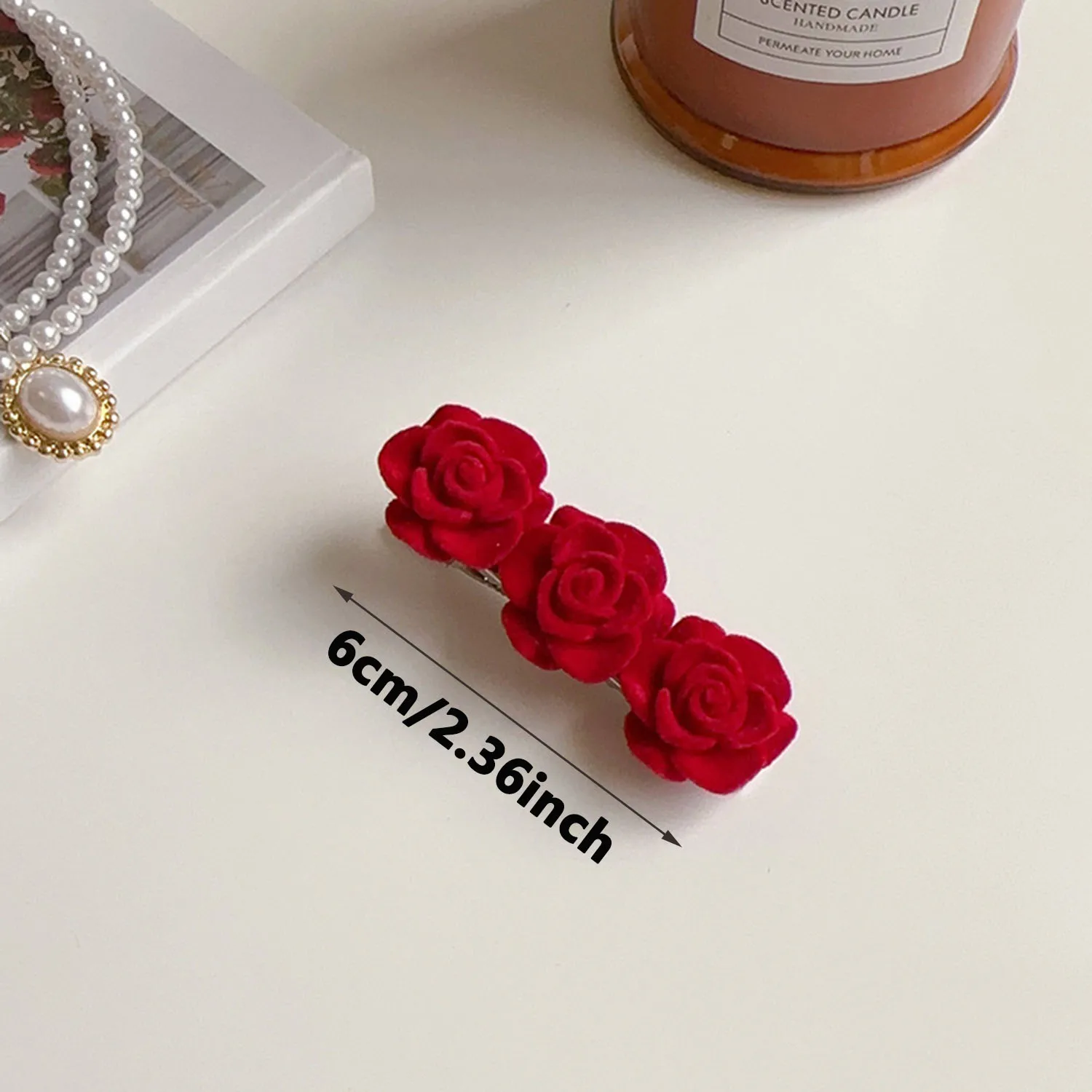 Korean Red Velvet Rose Hair Clips for Women Small Flower Hairpins Girls Elegant Hair Clip Pin Barrettes Wedding Hair Accessories