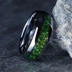 Fashion 8mm Men Titanium Wedding Rings Green Shell Inlay Stainless Steel Rings For Men Wedding Band Anniversary Birthday Gifts