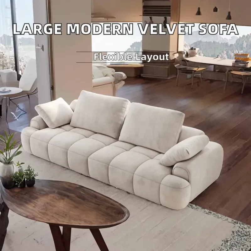 Apartment Living Room Sponge Filled Two Seat Velvet Fabric Plastic Square Sectional Modern 2 Seater Sofa 2 Seating Free