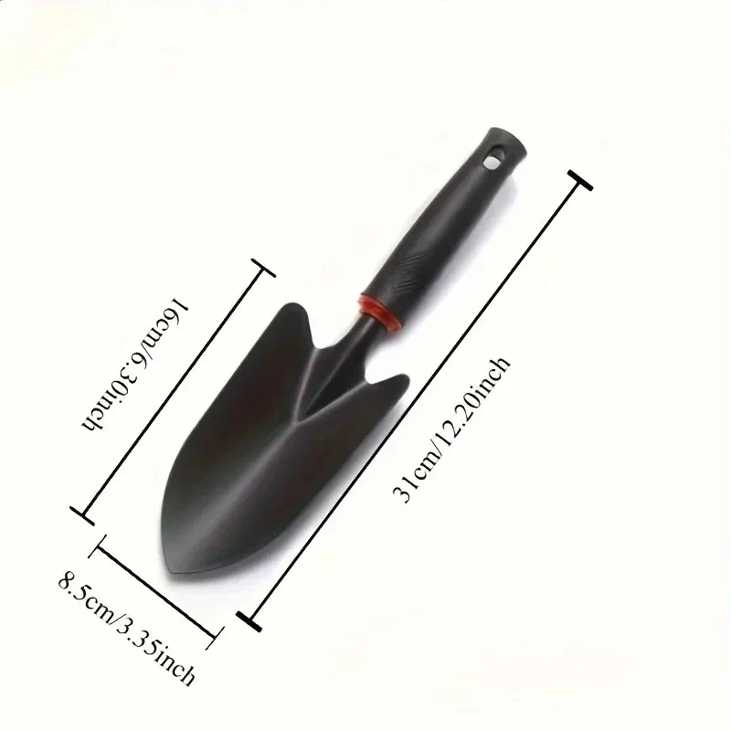 Metal Garden Trowel, Ergonomic Black Handle Orange Trim, Sturdy Hand Tool for Flower Vegetable Planting Outdoor Gardening Use