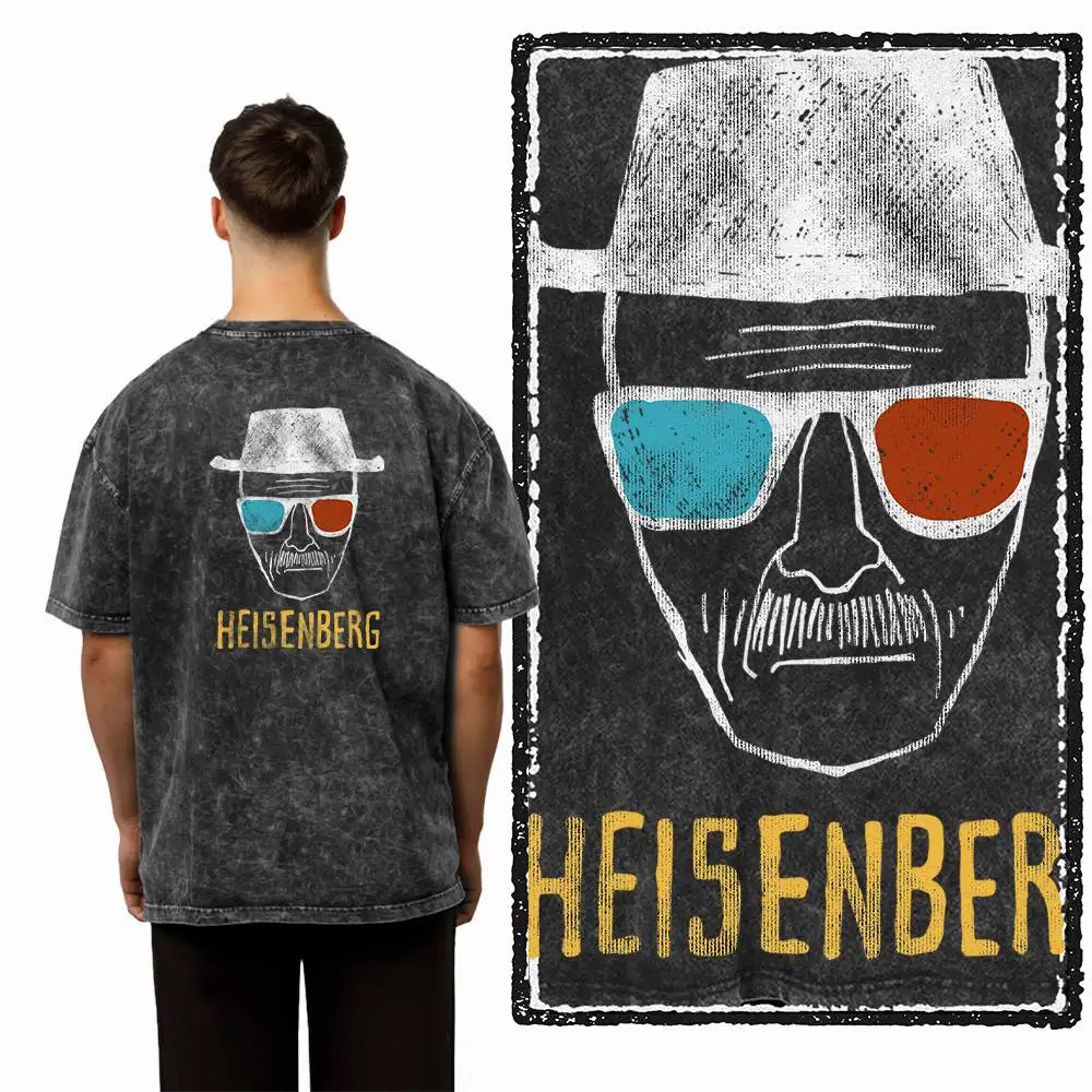 G05 Back Print Acid Washed Cotton Men's Big Size Heisenberg GraphicT-shirt |  Streetwear Cool Vintage O-neck men's Tee Tshirt