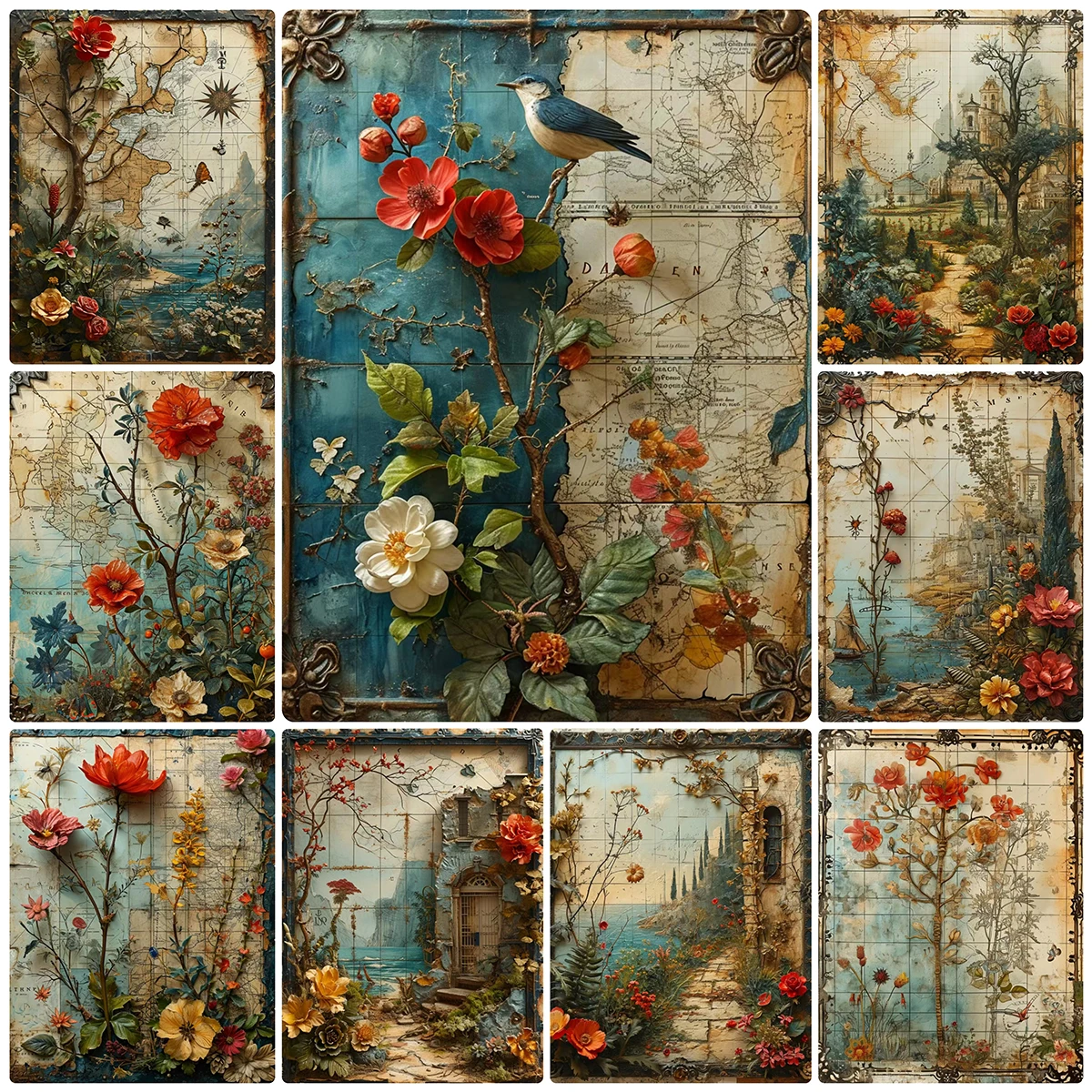 

2024 New Arrivals 5D DIY Diamond Painting Flowers and Maps Diamond Mosaic Ancient Architecture Art Embroidery Home Decor Handmad