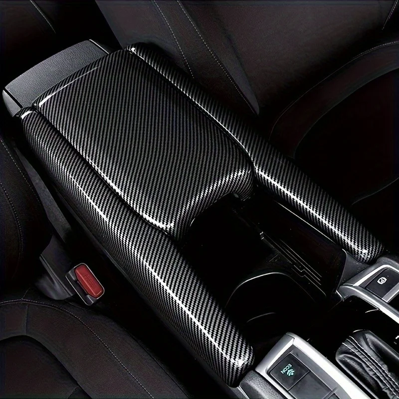 10غطاء صندوق مسند الذراع في المركز المدني、غطاء لوحة داخلية、حامي مسند الذراع、زخرفة سيفيك جديدة，مناسب لهوندا سيفيكType-Rغطاء مسند الذراع الأوسط من ألياف الكربون-ABSغطاء واقي