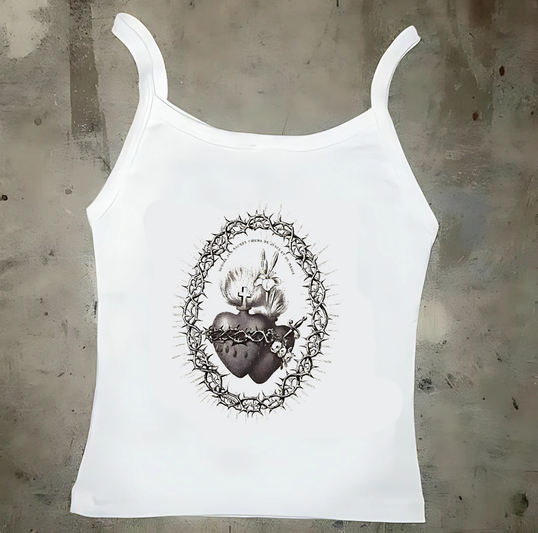 

Y2K crop top white slim fit t-shirt emo girl Harajuku baby t-shirt high street sexy sleeveless street vest