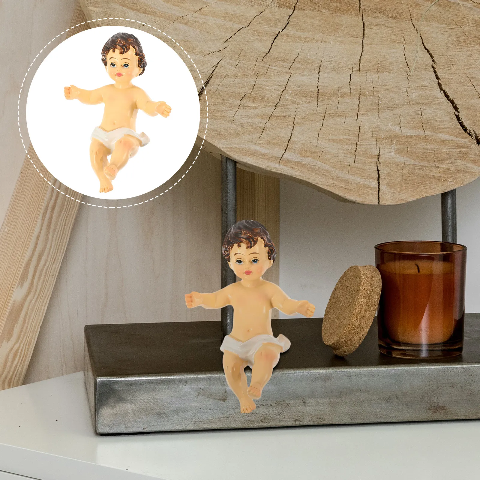 

Baby Jesus Ornament Exquisite Resin Desktop Office Bedroom Tabletop Religious Resin Craft Decoration Baby Jesus