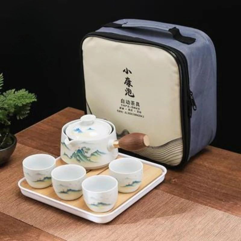 Chinese Style Kung Fu Travel Ceramic Tea Set Portable Teapot Set with 360 Rotation Tea Make Teacup Cup for Tea Gift Bag 2025 New view 4