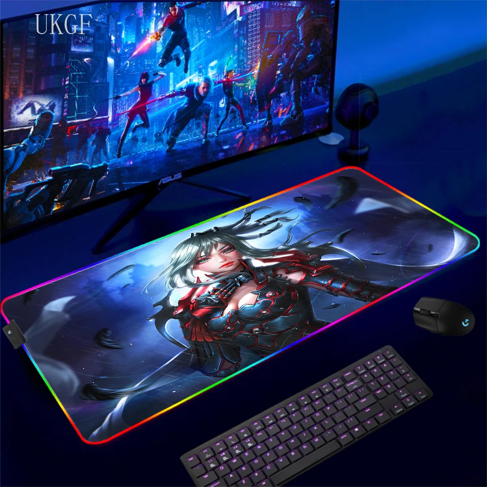 Game FINAL FANTASY XVI RGB Keyboard Mouse Pad LED Large Gamer Cushion Luminous Cool Desk Mat Office Pc Accessories Mousepad Xxl