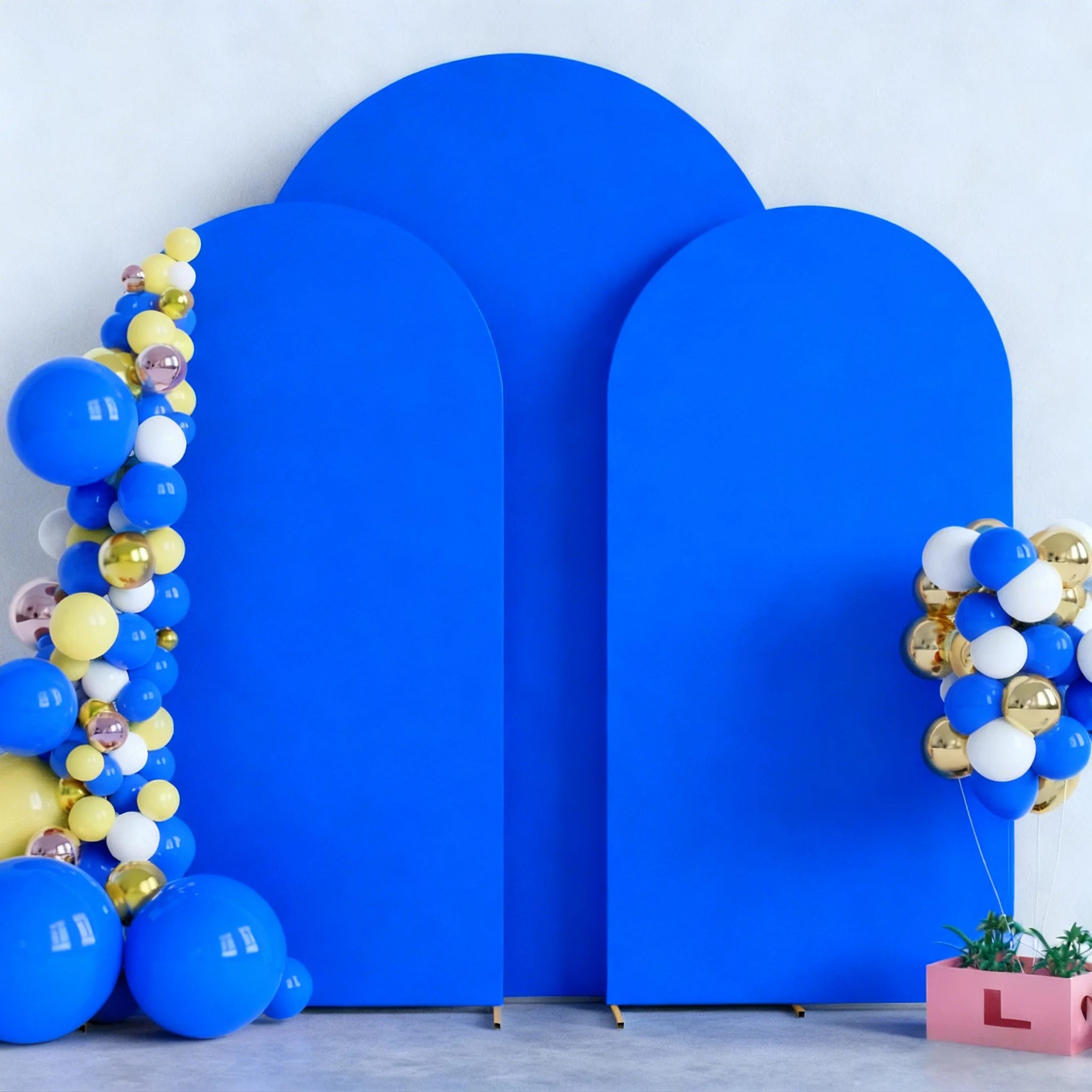 6 Fuß 6,6 Fuß 7,2 Fuß große blaue Bogenabdeckung, 2 Außen-Spandex-montierter Stoffbogen-Hintergrund, Geburtstagsfeier, Hochzeitsbogen-Dekoration – Detail 1