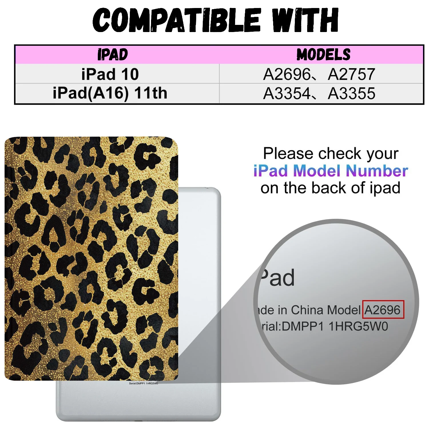 Vibrant leopard cheetah print TPU Case for iPad A16 11in 2025 11th Gen 10.9in 2022 10th tablet Protective cover case Adjustable