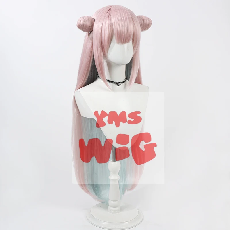 애니메이션 미모리 바이쿠야 코스프레 가발, 마법소녀와 악마 중위, 핑크 파란 머리, 내열성