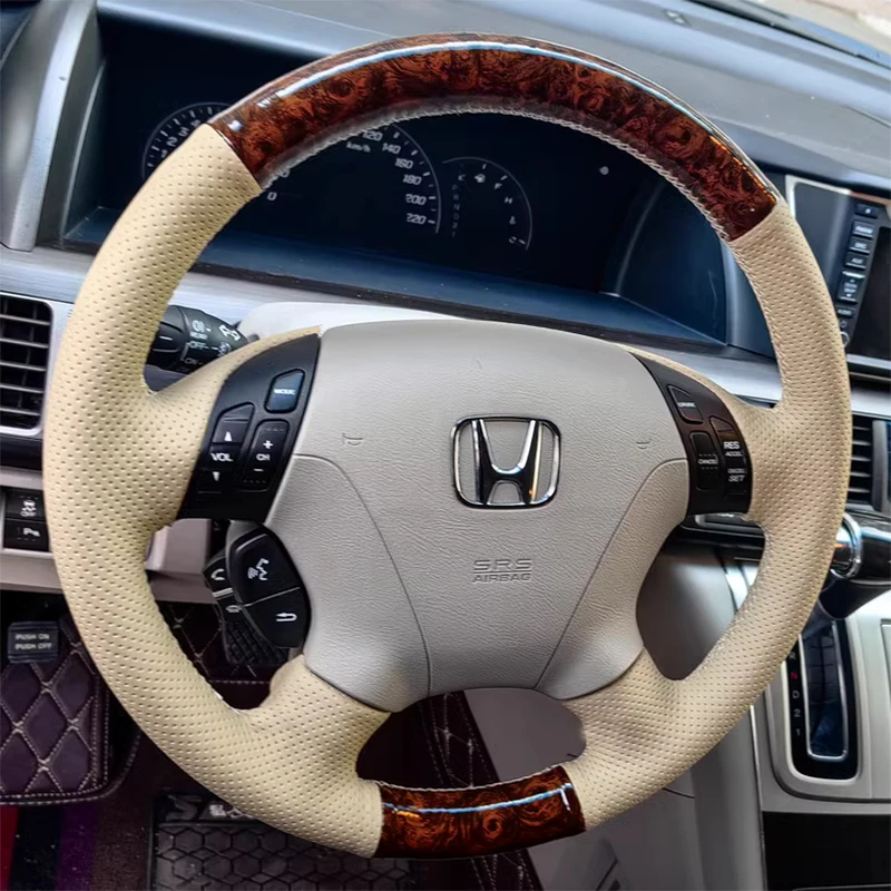 

For Honda Accord Steering Wheel Cover Genuine Leather Old Odyssey Elysion Hand-stitched Custom Car Steering Wheel Braid Cover