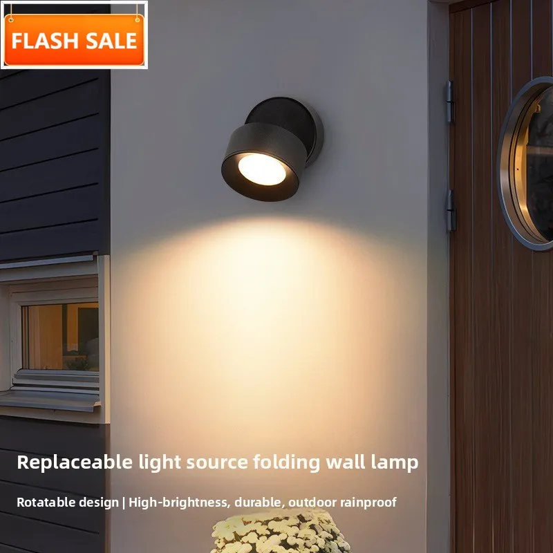 

Adjustable Outdoor Wall Light, IP65 Waterproof Garden Spotlight, 360° Rotatable for Patio Porch Villa