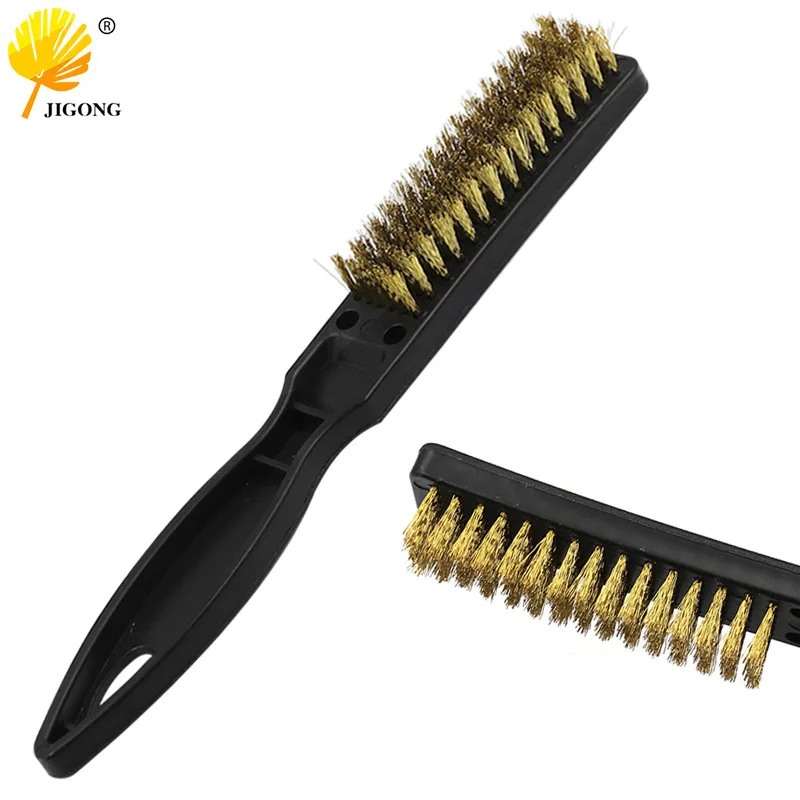 Multipurpose copper wire brush, kitchen barbecue copper wire cleaning brush, surface metal dirt cleaning long handle copper wire