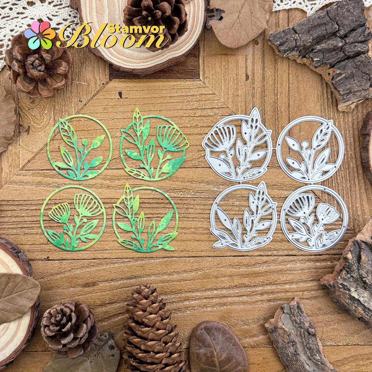 Schöne Blätter und Blumen Zweige Kreise Metall Stanzformen Scrapbooking dekorative Prägung