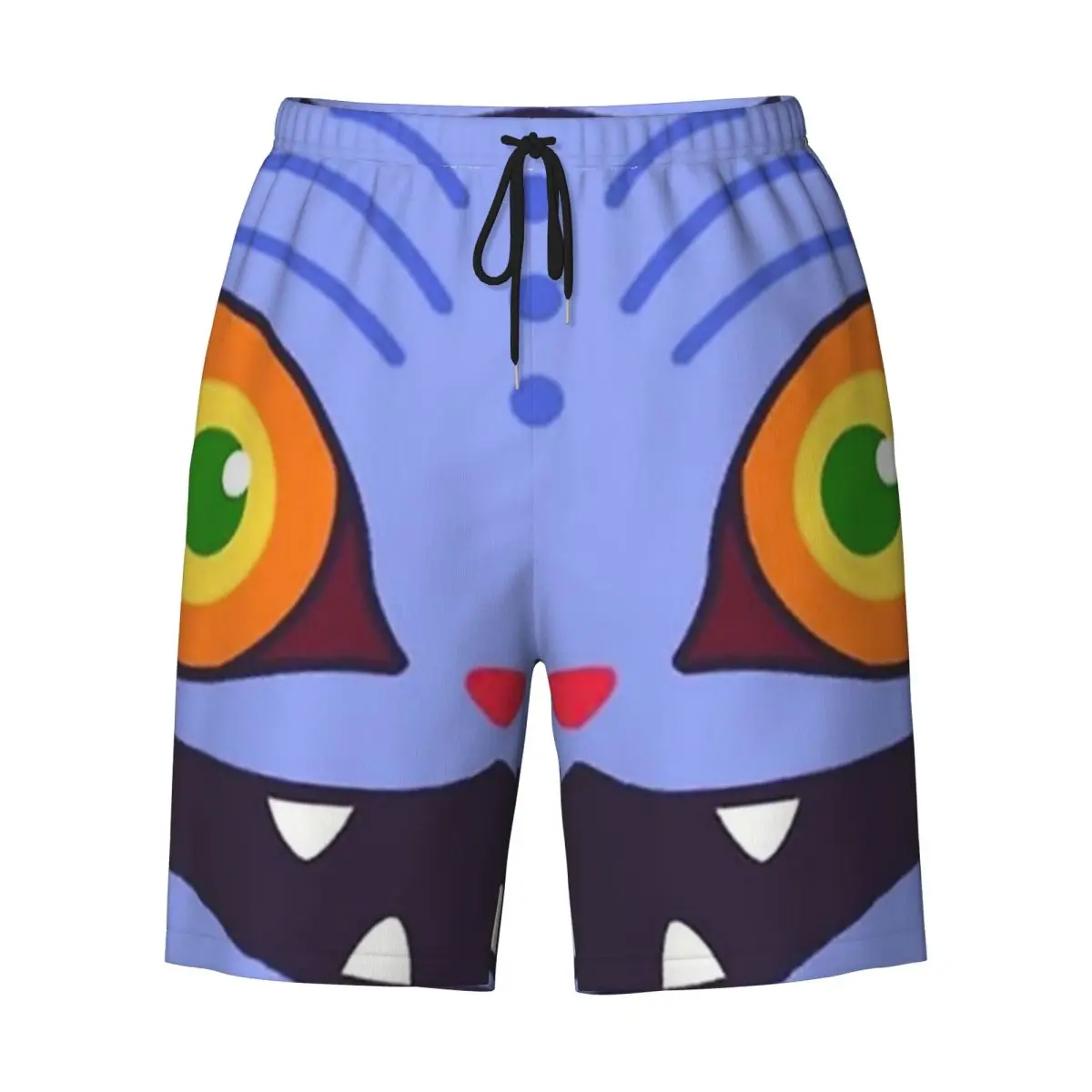 Kpop Demon Hunters Blue Tiger Face Board Shorts Summer Huntrix Running Surf Board Short Pants Men Hawaii Plus Size Swim Trunks