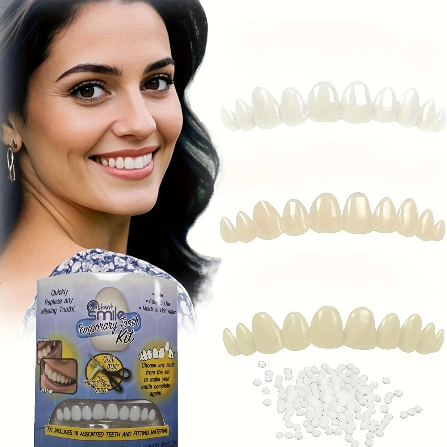 Temporary teeth replacement kit - replace missing teeth in minutes, suitable for various occasions, create a perfect  H2931-53