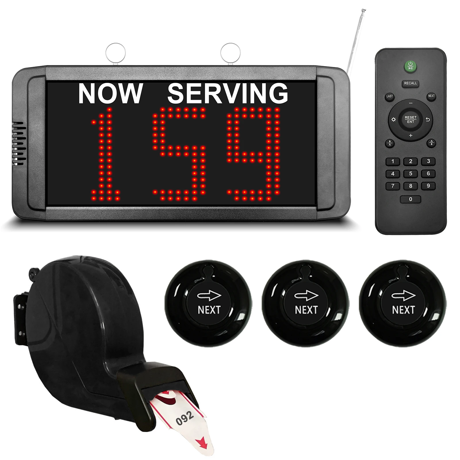 Wireless Queue Calling System with Ticket Dispenser - 3 Digit Display Take a Number Machine for Banks, Clinics & Offices