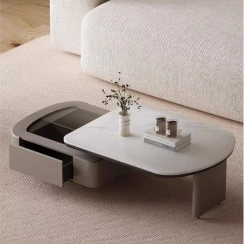 Microcrystalline Rotating Coffee Table Living Room Home Italian Minimalist Special-Shaped High Sense