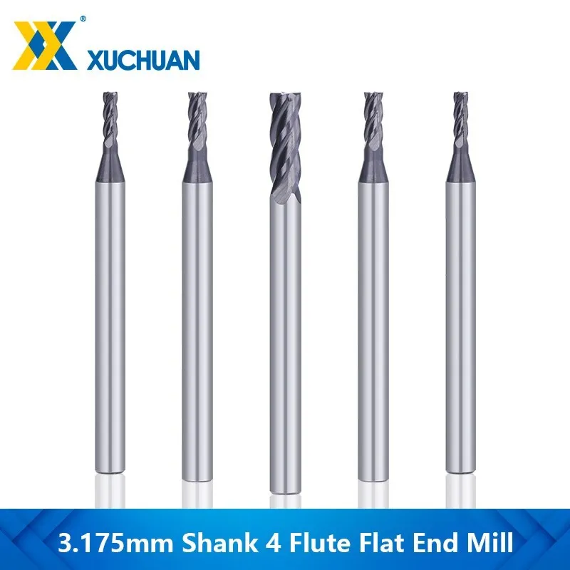 

Router Bit 1/8 Shank 4 Flute Milling Cutter Flat Milling Bit Carbide End Mill for Wood Metalworking Tool CNC Machine Cutter