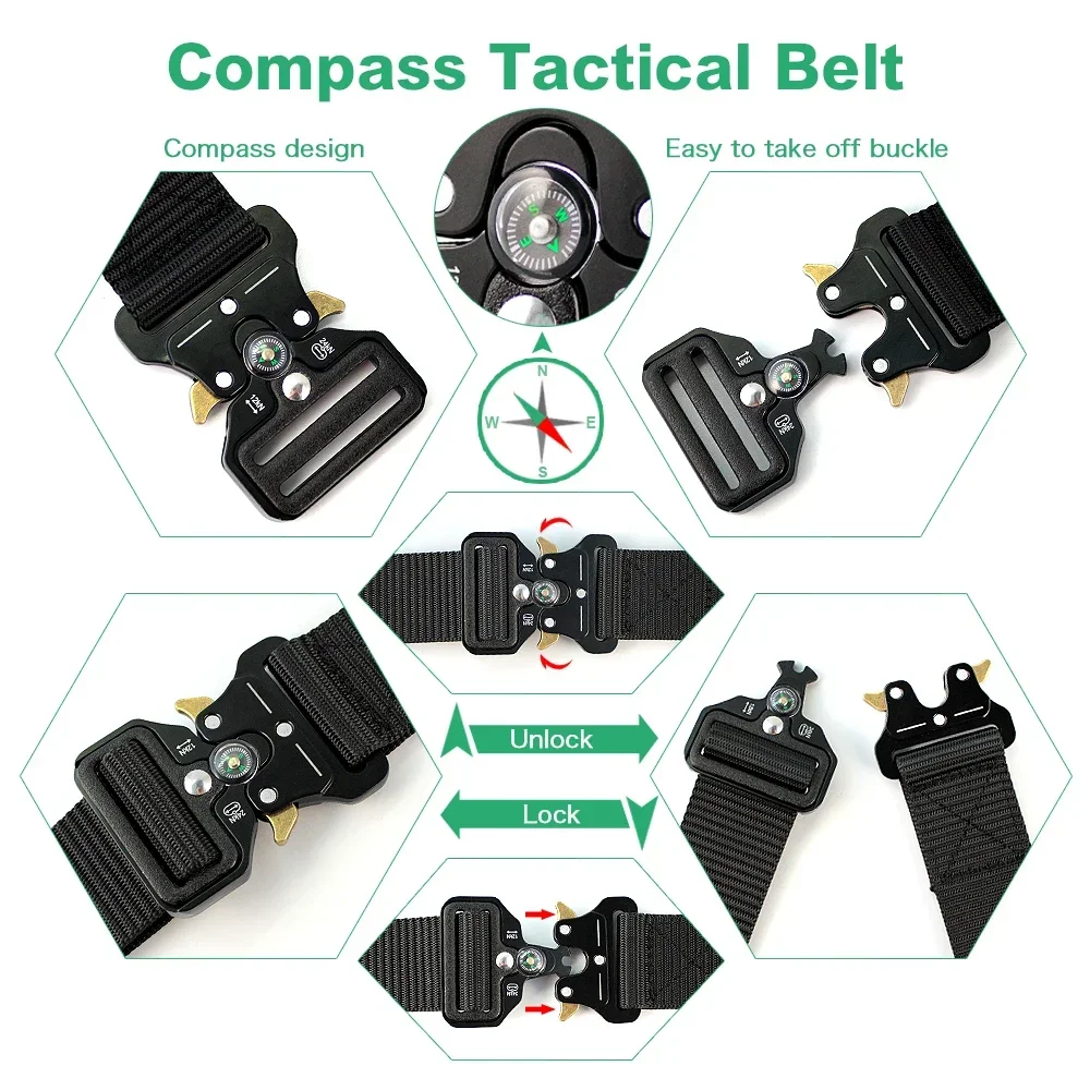 Cintura da uomo cintura tattica da caccia all\'aperto fibbia multifunzione cintura in Nylon cintura da combattimento da caccia per allenamento