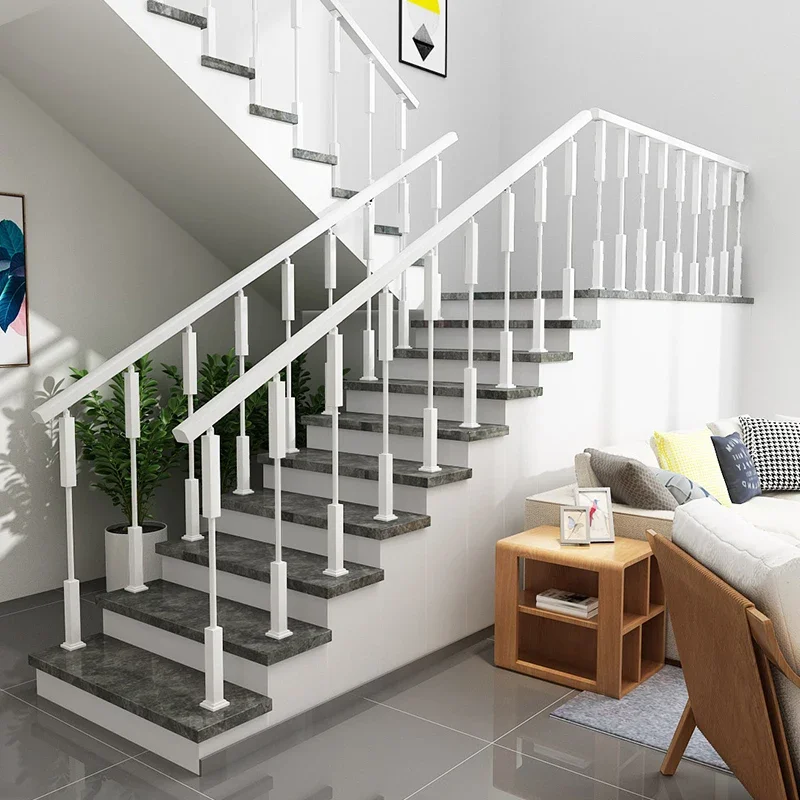 Simple modern staircase handrail guardrail indoor protection solid wood railing wrought iron fence home loft villa