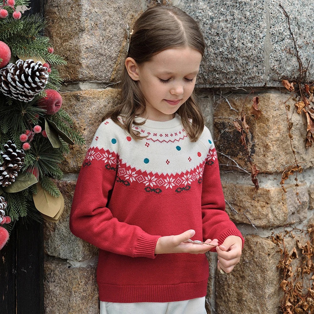 Dave Bella Children Autumn Winter Velvet Pullover Sweater for Girls Christmas Knitted Sweater Outerwear Kids Clothes DK4254576