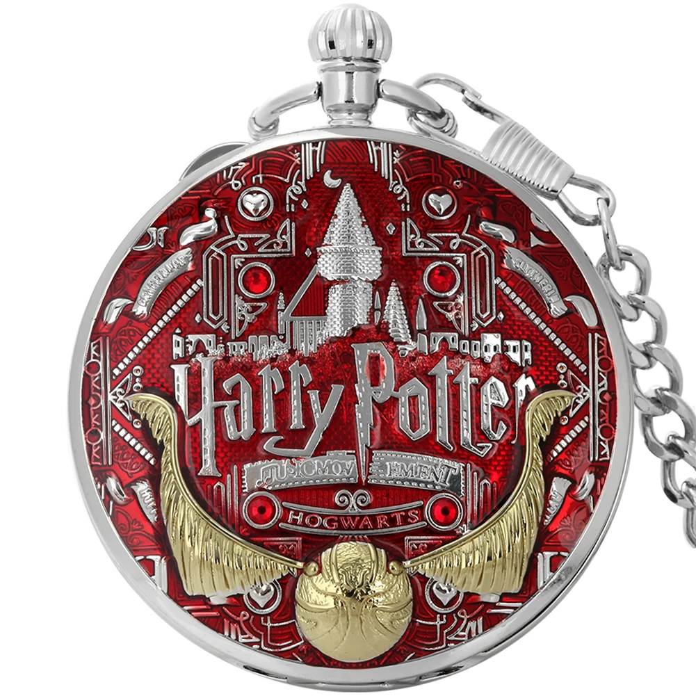 Harried Potter Original Music Pocket Watch Gift for Men Women Blue/Green/Red Quartz Music Pendant Clock Couple Pocket Watches