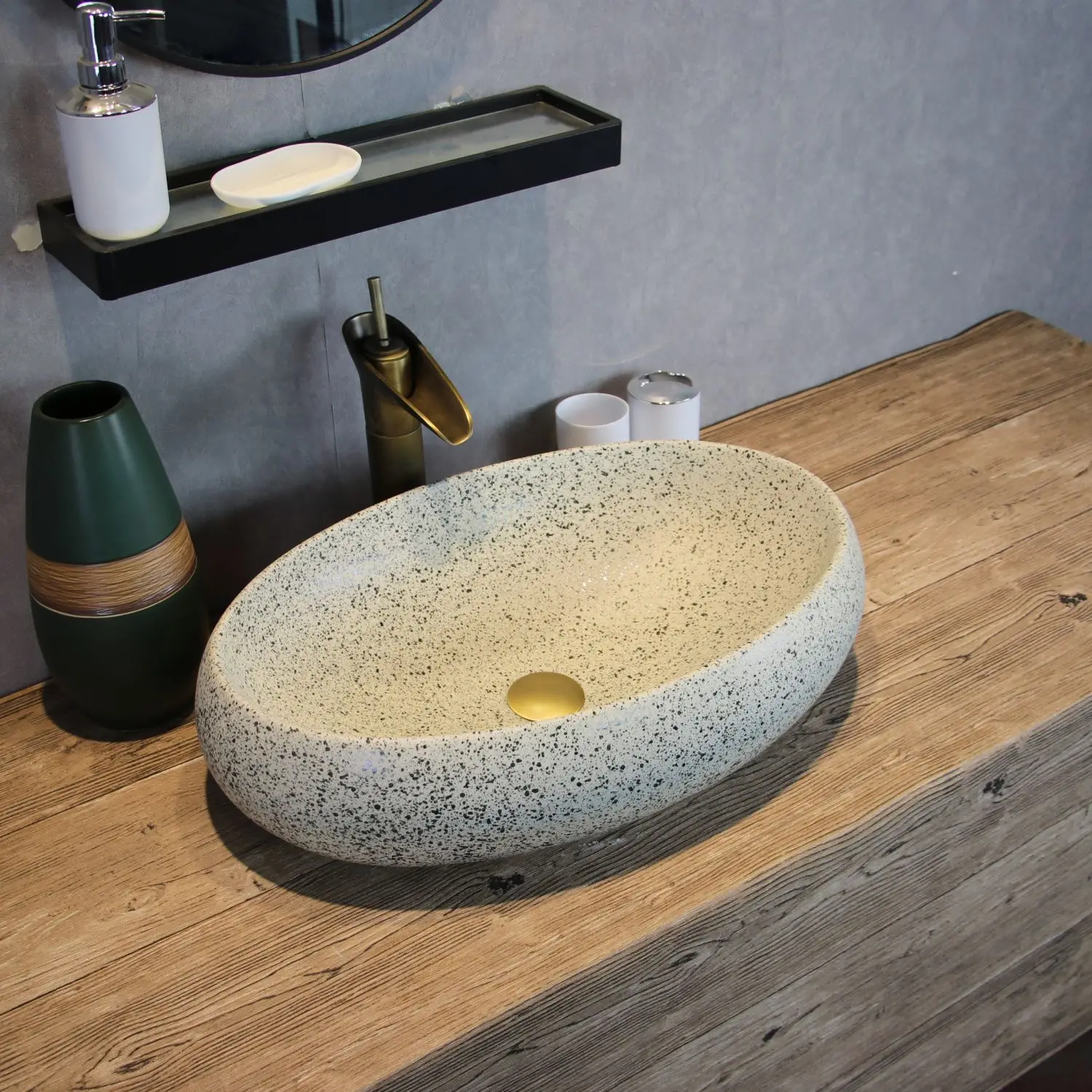 

JC Ceramic table bathroom basin retro washbasin single basin washing round art