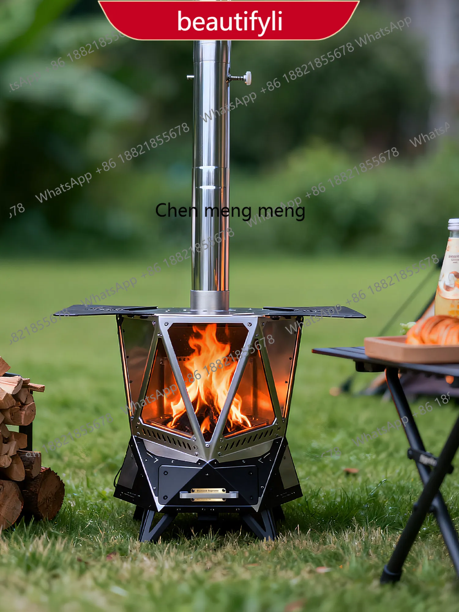 

A38 Firewood Stove Outdoor Camping Yard Home Tent Heating Fireplace Stainless Steel Incinerator