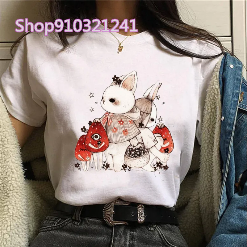 

Mushroom T Shirts Female Graphic tops tee Youth Campus Cartoon illustration Manga/Comic T-shirts Anime Tshirts women clothing