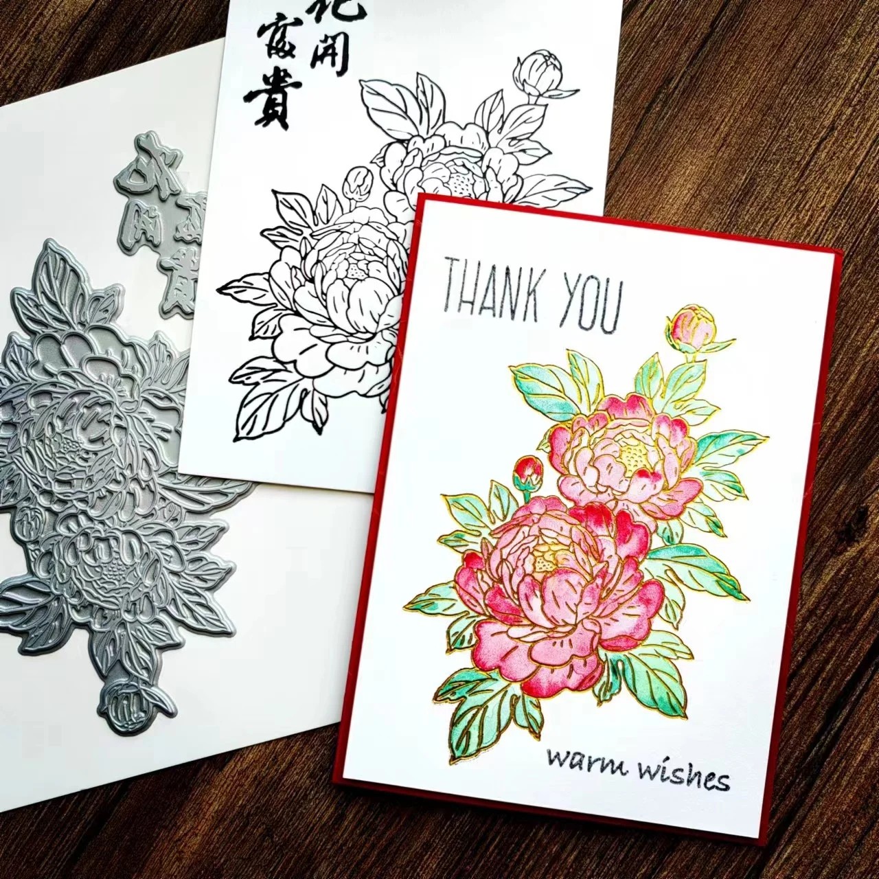 

[GOGOCRAFT] KW009 The peony blossoms-Press Plate Hot Stamping Foil for JunkJournal Scrapbooking PaperDIY Card Making