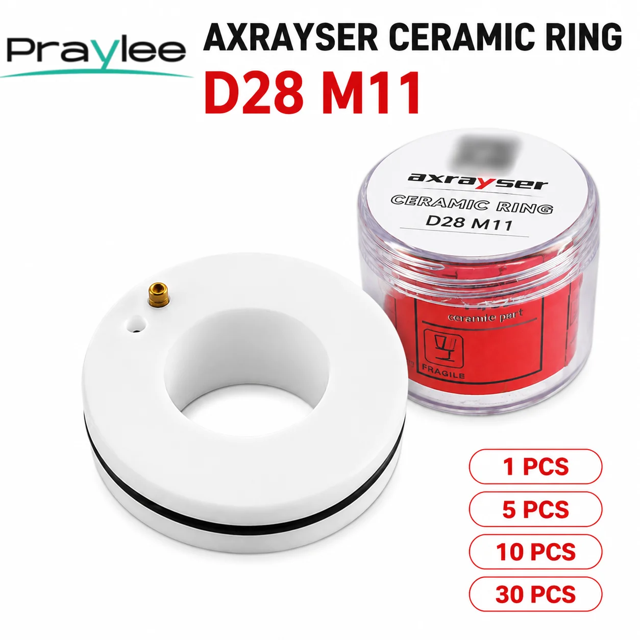 Praylee Ceramic Ring D28 M11 D32 M14 1/5/10/30PCS Ceramic Body for Fiber Laser Cutting Head Raytools Precitec Accessories