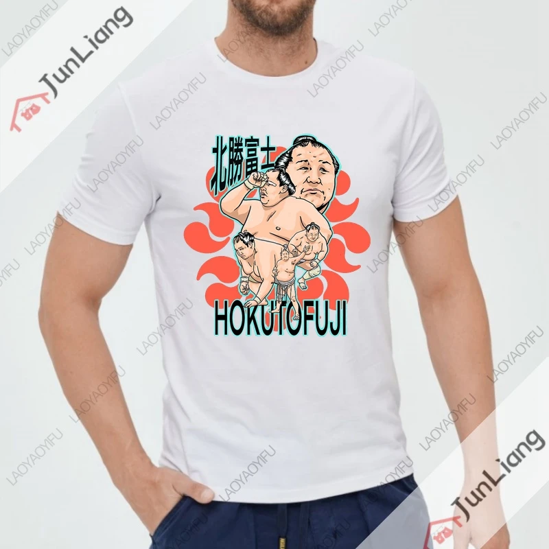 Hokutofuji Sumo Wrestler Men's T-shirts for Men Clothing Essential Mens Clothes Manga Streetwear Oversized T-shirt Y2k Graphic