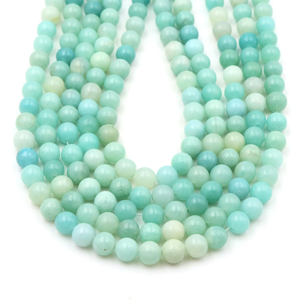 Perles d'Amazonite Naturelle Rondes de 4/6/8/10 mm, Perles Espacées pour la Fabrication de Bijoux, Fournitures DIY, Bracelets et Colliers de Guérison Énergétique