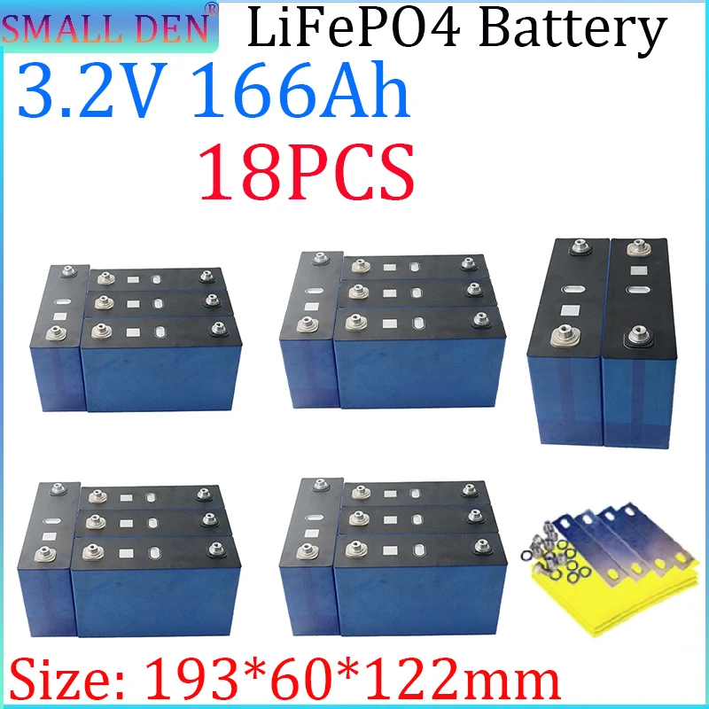 Baru 18 Buah Baterai 3.2V 166Ah 170Ah Lifepo4 Kapasitas Besar DIY 12V 24V 36V 48V Cocok untuk Kendaraan Listrik Penyimpanan Energi Surya