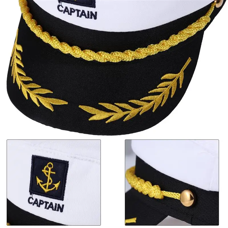 Sombrero de capitán marino ajustable para hombre y mujer, gorro militar para yate, barco, Capitán marinero, disfraz