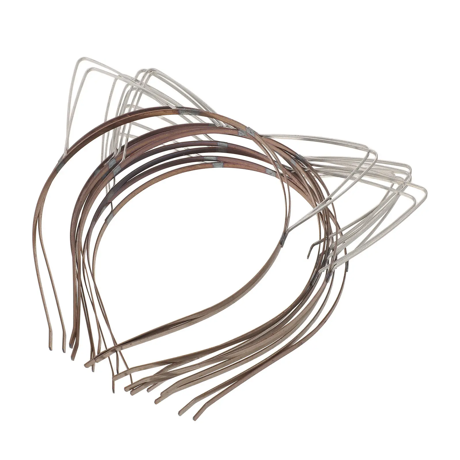 30Pcs Cat Ears Headband Base Metal Frame Silver Unfinished DIY Hairband Hoop for Crafting Cartoon Ear Headband Making Supplies