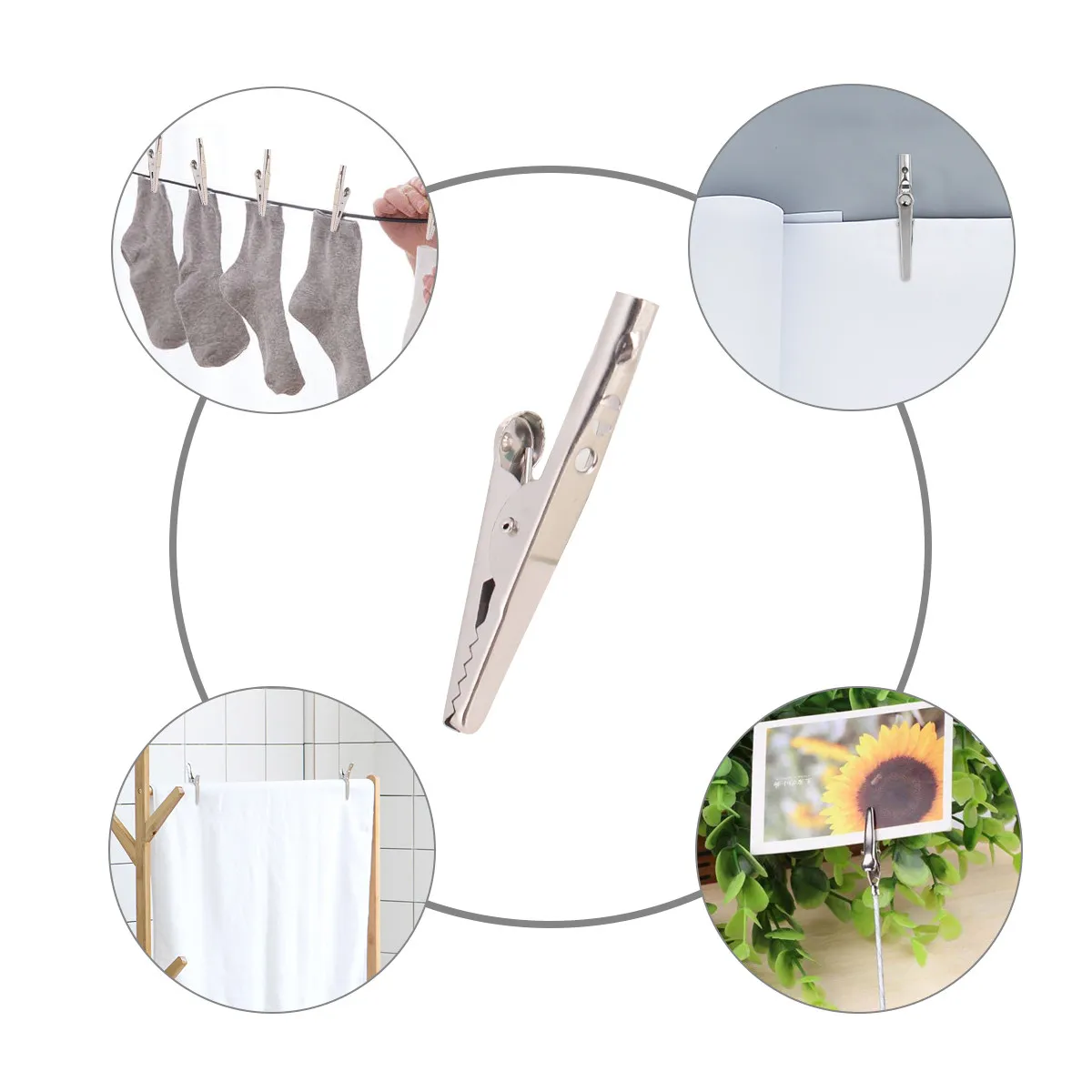 100Pcs 51Mm Professional Metal Alligator Clips Nickel Plated Tight Grip Crocodile Clamps for Electrical Work Automotive