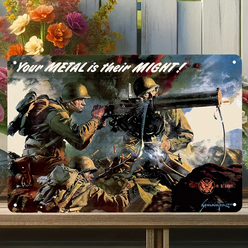 WWII Retro-Poster-Metallschild – 1943er Armee-Mobilisierungsschild aus Eisen für Zuhause, Schlafzimmer, Garage, Garten – wetterbeständig, vorgebohrt